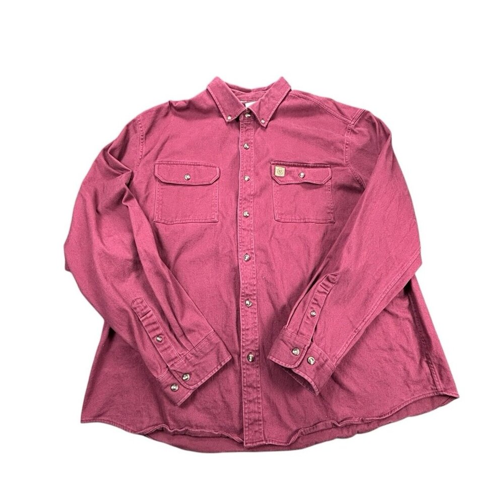 Dubinik Chamois Flannel Shirt Mens 2XL Burgundy Red Customized Version